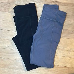 Athleta girl stash ur treasures leggings *bundle* black and gray pair size 8-10